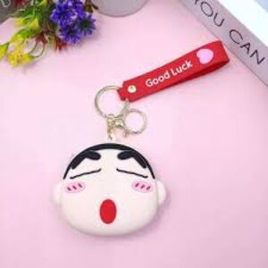 🎅🏻 SALE! Crayon Shin-chan Keychain bag charm with Red Strap closed eyes New